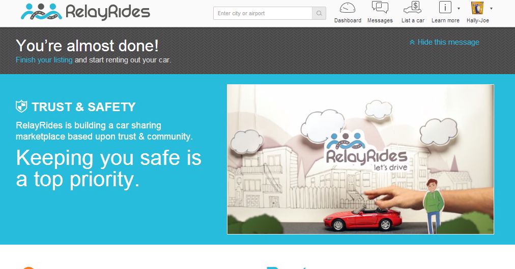 RelayRides allows you to rent out your car for money.