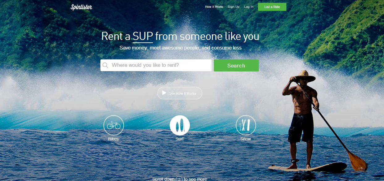 Spinlister lets you rent out your bike, snowboard, skis, surfboard and SUP.