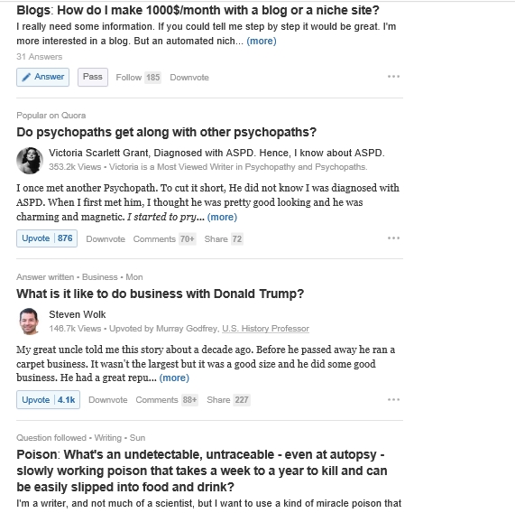 Quora questions