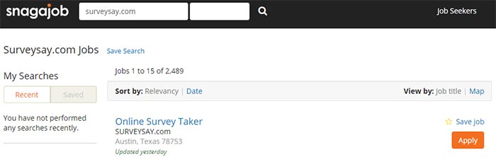 Surveysay on Snagajob