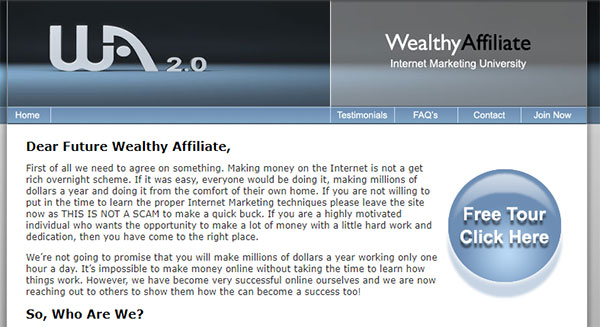 Wealthy Affiliate in 2007