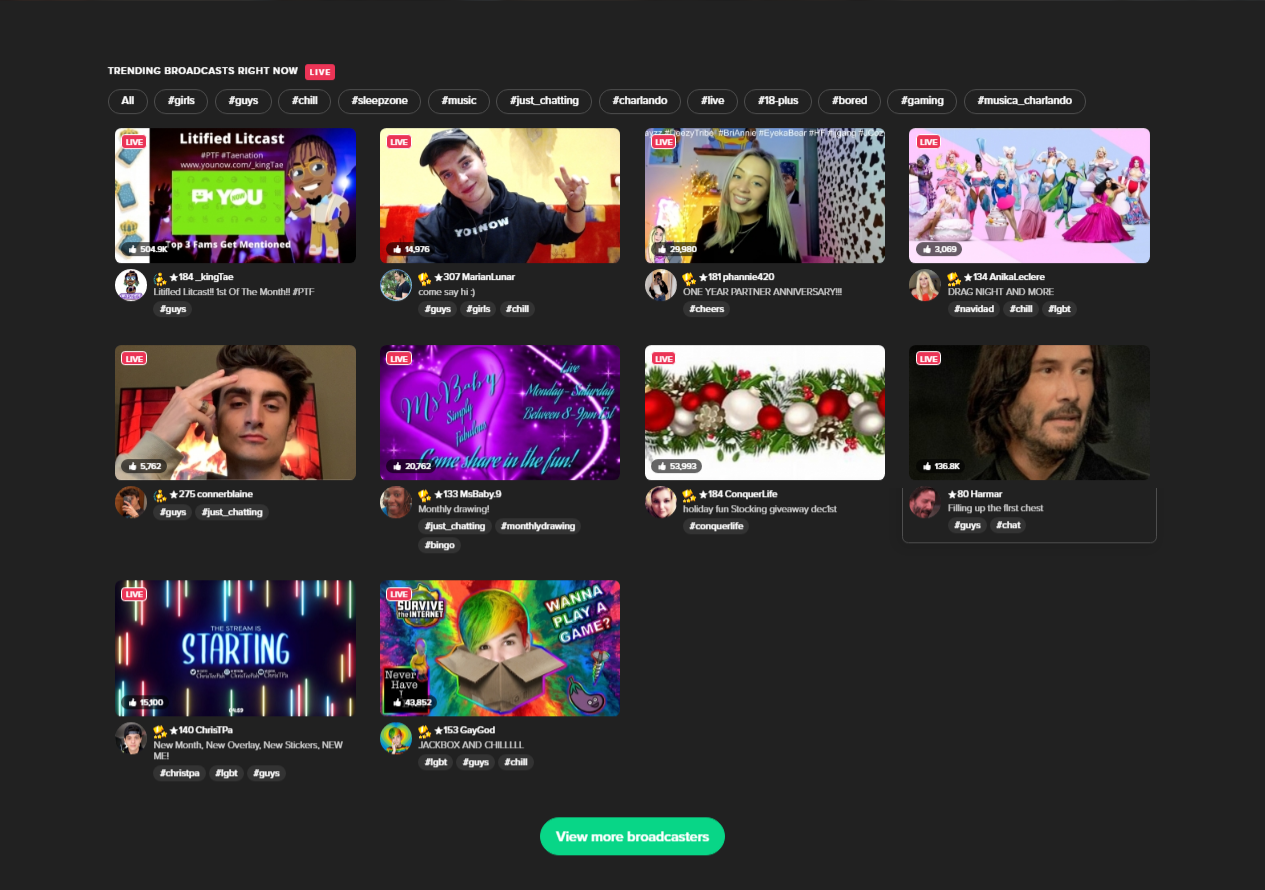 YouNow Homepage